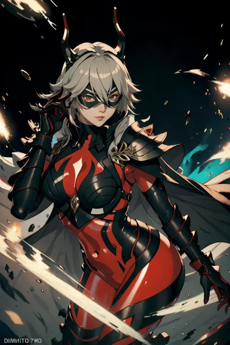 1girl, <lora:Thrasir:1> Thrasir, Domino Mask, Masterpiece, Best Quality, 4K