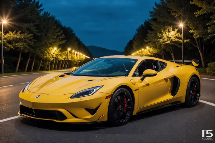 luxury exotic yellow sports car night photography casino driveway 200mm zoom lens f/1.4 (masterpiece:1.2) (photorealistic:1.2) (bokeh) (best quality) (detailed skin:1.3) (intricate details) (8k) (HDR) (analog film) (canon d5) (cinematic lighting) (sharp focus)