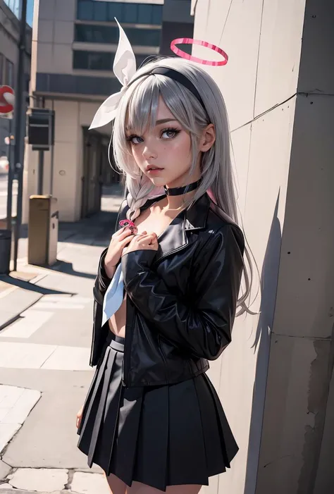 handsome man with grey hair wearing a long leather coat, man wearing a black bonet, man with grey messy long hair, combat boots, in a dynamic pose, holding his hat, sci fi, (8k, RAW photo, photorealistic:1.25) ,( lipgloss, eyelashes, man, gloss-face, glossy skin, dark skin, dark snik, male, best quality, ultra highres, young man, depth of field, chromatic aberration, caustics, Broad lighting, natural shading,Kpop idol) looking at viewer with a serene and god-like happiness, playful alluring smirk