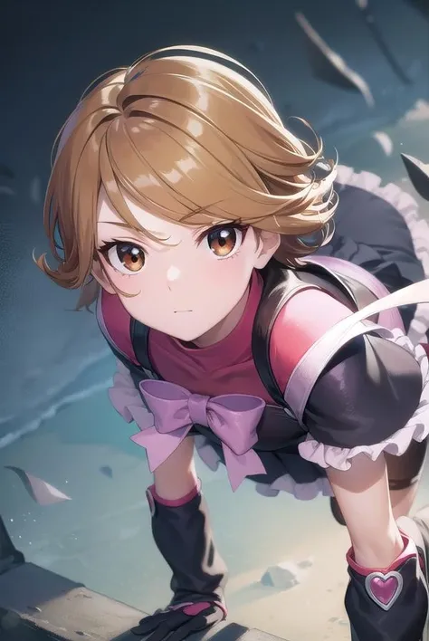 cureblack, <lora:cureblack-lora-nochekaiser:1>,
cure black, ahoge, (brown eyes:1.5), brown hair, eyelashes, short hair, (swept bangs:1.5),
BREAK arm warmers, bike shorts, bike shorts under skirt, black footwear, black gloves, boots, bow, brooch, earrings, fingerless gloves, frilled legwear, frilled skirt, frilled sleeves, frills, gloves, heart, heart brooch, high heels, jewelry, knee boots, magical girl, ribbon, short sleeves, shorts, shorts under skirt, skirt,
BREAK looking at viewer, full body,
BREAK outdoors,
BREAK <lyco:GoodHands-beta2:1>, (masterpiece:1.2), best quality, high resolution, unity 8k wallpaper, (illustration:0.8), (beautiful detailed eyes:1.6), extremely detailed face, perfect lighting, extremely detailed CG, (perfect hands, perfect anatomy),
