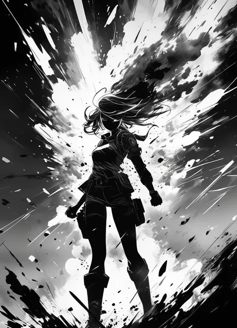 1girl, freedom,
dark rainbow explosions,UHD, vignette, professional,Concept Art World,Monochrome