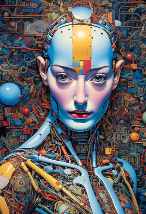 photograph of a ((surreal cyborg)), ((photorealistic, hyperrealistic, 8k, 4k, highres, UHD)), trippy, LSD, DMT, alex grey, al3xxl, 4l1y, visionary, intricate details, psychedelic, best lighting, best composition, cinematic film grain, Fujifilm, sci-fi, futuristic, robot, cosmic, god, android, mech, mechanical, machine, alien tech, high tech, biotech, bionic, science fiction, future machine, gears, wires, cybertronic, cybernetic, electric, laffoley