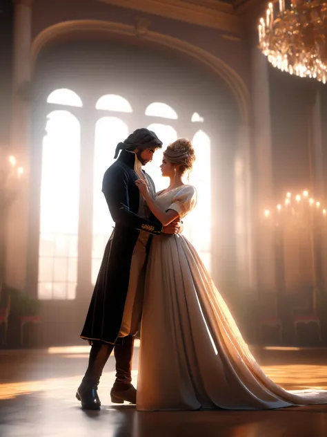 (Realistic),masterpiece,best quality,cinematic lighting,natural shadow,highest detail,professional photography,detailed background,depth of field,insane details,intricate,aesthetic,subsurface scattering,dynamic angle,
couple,a man and a woman,playing an ancient musical instrument,attractive Regency England romance couple embracing in a ballroom,Blythe doll,in the style of eve ventrue,cartooncore,mangacore,glistening skin,natural lighting,
<lora:add-detail-xl:1>,