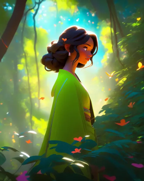 beautiful girl in a magic forest, 2d art cover, dnd, official fanart behance hd artstation by jesper ejsing, by rhads, makoto shinkai and lois van baarle, ilya kuvshinov, rossdraws, (masterpiece:1.2), smooth render