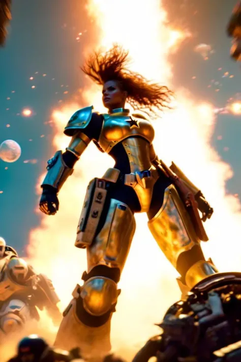 cinematic film still 1girl, sexy, a space marine, fightinging in the battle field, conquered many worlds, faced horrors beyond imagination, proud of her service, proud of her loyalty, proud of her strength, also tired, the endless war, ,the ruthless expansion, tired of the constant danger. She wondered if she would ever see her home planet again, or if she would die in some distant star, Unreal Engine 5 render, (Intricated detail:1.4), ArtStation Trendy, Artgerm, 32K, Raw <lora:PerfectEyesXL:1> <lora:wowifierXL:0.1> . shallow depth of field, vignette, highly detailed, high budget, bokeh, cinemascope, moody, epic, gorgeous, film grain, grainy