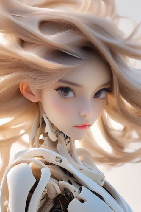 wide shot,1 Girl,sexy slim girl,long hair with slight curls,exo-bones mecha,bones,pose,exquisite and beautiful big eyes,exquisite features,detailed features,white background,<lora:cumbersome-block:0.6>,<lora:RFKTR_rootrex:1>,