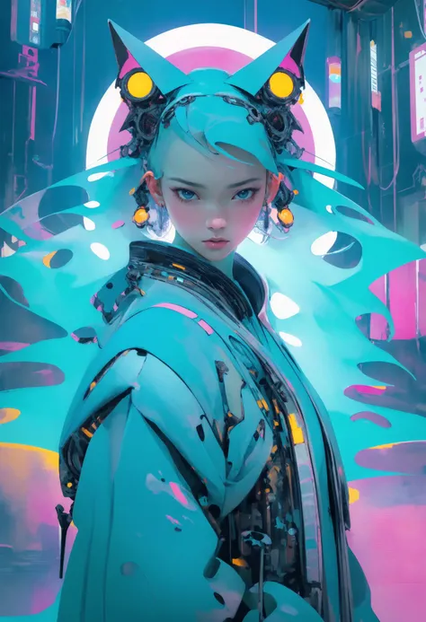 [object Object],  dressed in cyberpunk mixed with Chinese style clothing, crouching on the ground, tense image, dynamic poses, stunning colors, super wide angle lens, 3D rendered headshot, cinematic, photorealistic, OC renderer, super-realistic,