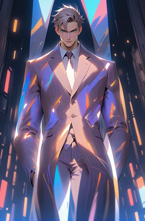 ((best quality)),((masterpiece)), (detailed),(highly detailed:1.2),(detailed face:1.2), Full body,2D,anime style,A charismatic CEO, Clear face,Young and handsome, powerful, successful, studio lighting, urban environment.