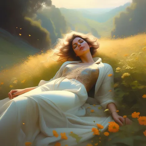 (a woman lying across a meadow)
(olpntng style, sexy fantasy woman , garden, trending on artstation, 4k, intricate details, highly detailed, pencil drawing, sketching, unreal engine, greg rutkowski, loish, rhads, beeple, makoto shinkai and lois van baarle, ilya kuvshinov, rossdraws, tom bagshaw, alphonse mucha, oil painting, heavy strokes, paint dripping, oil painting, heavy strokes, paint dripping)