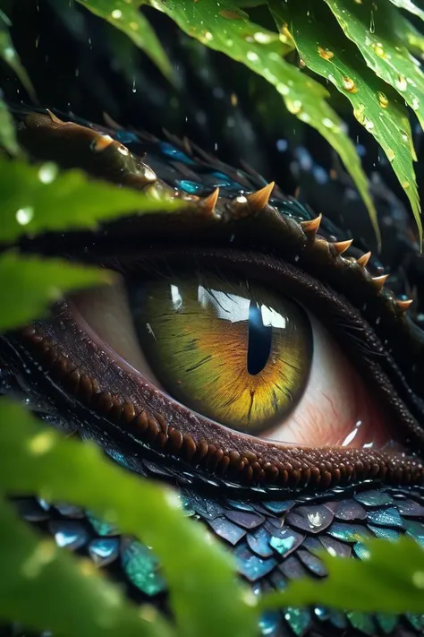 Dragon eye, Very close view, powerfull Dragon, cinematic, hd ,Very intricated details, water