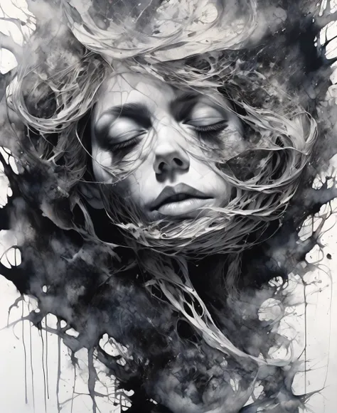 (high contrast), style of agnes cecile, twisted spirals of a realm, reincarnation of death, 8k, ultra detailed