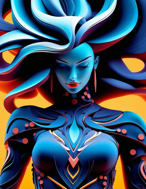 beautiful portrait of full body in style Eiko Ojala Tracie Grimwood,detailed face, wavy, dynamic, hyperdetailed, hyperrealistic, photorealistic, elegant, cel shading, intricate, cinematic, soft and mysterious style, hyper-detailed, octane render, symetrical, centered, neon ambiance, abstract black oil, gear mecha, detailed acrylic, grunge, intricate complexity, rendered in unreal engine,