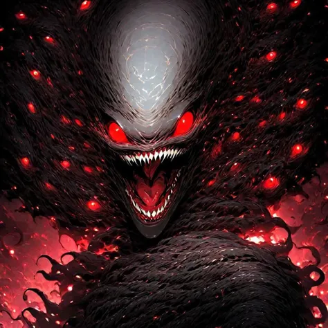 Long worm alien monster, glowing red eyes, huge, nightmarish, eerie, grotesque, horrifying, white aesthetic!!, very scary, monstercore, horrorcore, spacecore, spine chilling, hyperdetailed, photorealistic, dynamic lighting, psycho style, inspired by pinterest art and nijijourney, trending on artstation