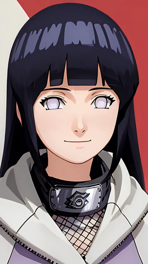 masterpiece, best quality, high res, hinata\(shippuden\), headband around neck,konohagakure symbol,fishnets, hinata, 1girl, portrait, realistic, side lighting, wallpaper, masterpiece, best quality, highres, looking at viewer, Excitement, smile, closed mouth, <lora:Hinata[Shippuden][V1]:1>, <lora:add_detail:0.5>,