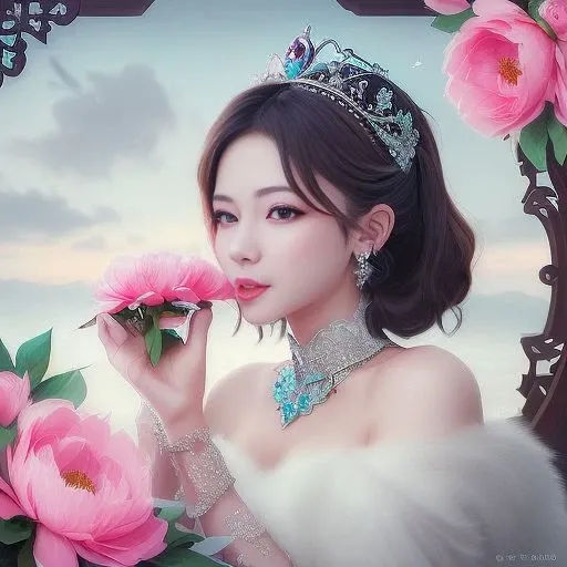 you are a noble and cold queen,barely to catch a glimpse of a passing beauty,national beauty and heavenly fragrance -- peony,<lora:4r:1>,american blockbuster photography effects,