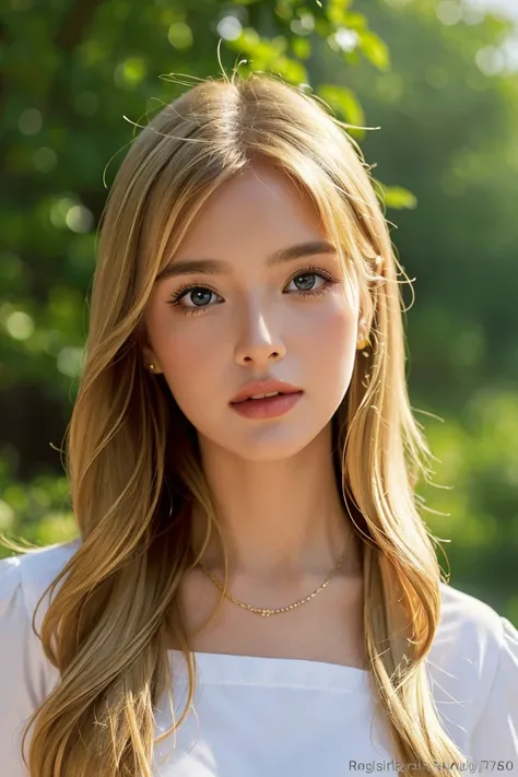 best quality, masterpiece, (photorealistic:1.4), Close up, 1 girl, upper body, long hair, blonde, cute, flowers around, forest background, sweet girl, IDOL, -- Face Details:1.7 -- <lora:LilyLane-01:1>