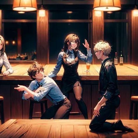 (masterpiece, best quality), warm lighting, 3 friends arguing in a bar <lora:add_detail:1>