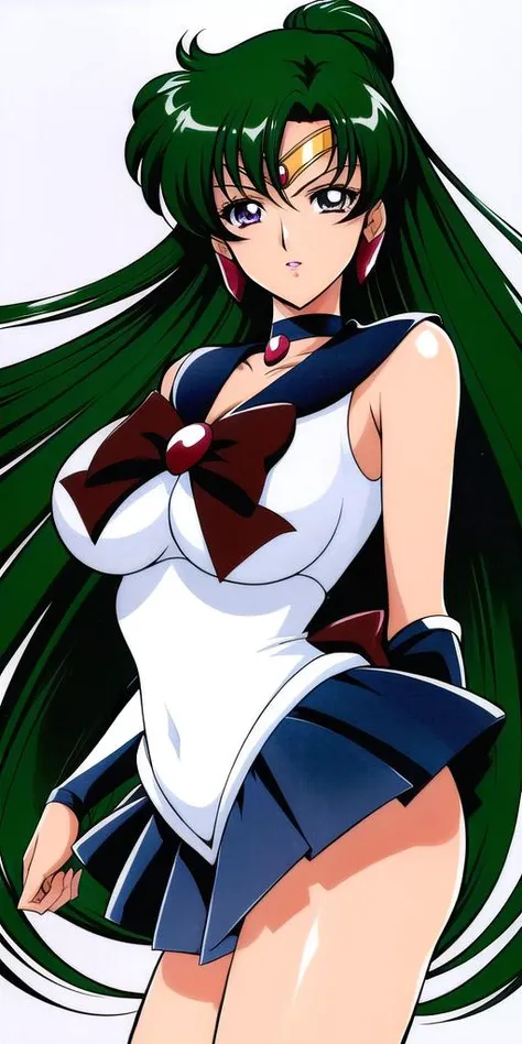 <lyco:SetsunaMeiouV3:0.7>, SetsunaMeiou, large_breasts, standing, solo, Pluto_sailor_senshi_uniform,, masterpiece, best quality, detailed face, detailed eyes, highres,