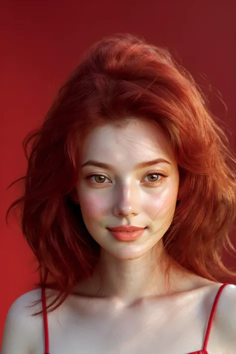 <lora:AnastasiaCebulska_v1:.9> AnastasiaCebulska, focus on eyes, close up on face, cherry red color hair styled Straight Half-Up Half-Down