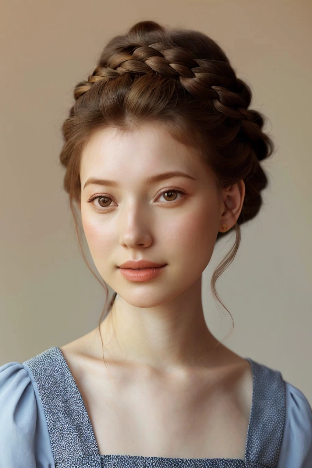 headshot photo of <lora:AnastasiaCebulska_v1:.9> AnastasiaCebulska coloring book line art, focus on face, wearing a summer dress , her willow color hair is styled as french fishtail updo,