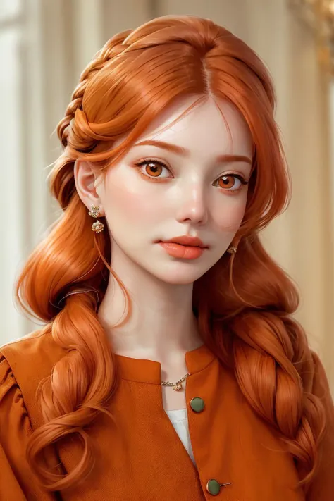 <lora:AnastasiaCebulska_v1:.9> AnastasiaCebulska, focus on eyes, close up on face, pouting, wearing jewelry, salmon-orange color hair styled Straight Pull-Through Braid