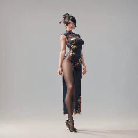 score_9, score_8_up, score_7_up,score_6_up, score_5_up, highly detailed, lighting and shadowing, high res, 1girl, owcgiwid long black dress, qipao, long black hair, full body, high heels, pantyhose, looking at the viewer, simple background,
<lora:owstylexlv2:1>