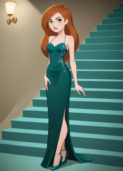 kim possible, cartoon, evening dress, stairwell, highly detailed, shaded, high heels, solo, soft light,
<lora:Kim_Possible:0.8> <lora:Anime Style 2 SDXL_LoRA_Pony Diffusion V6 XL:0.8>