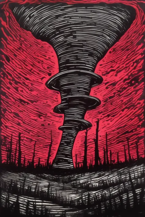 <lora:Stanley Donwood Style:1>Stanley Donwood Style - neon ink drawing of a tornado