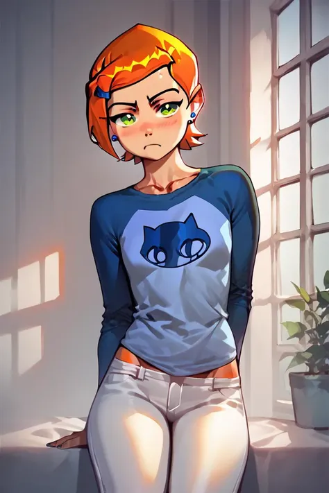 score_9, score_8_up, score_7_up, score_6_up, score_5_up, score_4_up, source anime, 1girl
<lora:GwenTen:1> (/Gwen Tennyson)/ (/Ben10)/,(ultra HD quality details), bright orange hair, short hair, long sleeves, white pants
<lora:Smooth Anime 2 Style SDXL_LoRA_Pony Diffusion V6 XL:1>