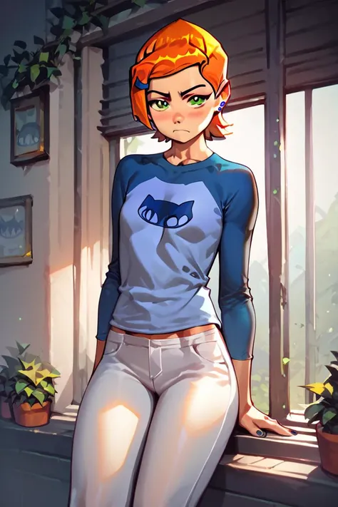 score_9, score_8_up, score_7_up, score_6_up, score_5_up, score_4_up, source anime, 1girl
<lora:GwenTen:1> (/Gwen Tennyson)/ (/Ben10)/,(ultra HD quality details), bright orange hair, short hair, long sleeves, white pants
<lora:Smooth Anime 2 Style SDXL_LoRA_Pony Diffusion V6 XL:1>