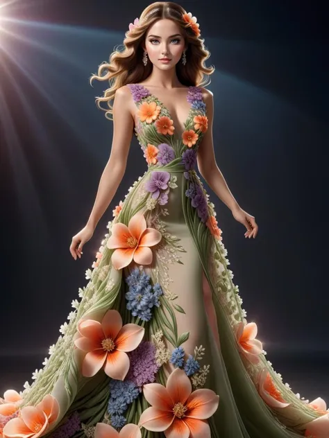 professional 3d model beautiful woman wearing a long flower dress, <lora:xl_flower_dress-1.0:0.8> . octane render, highly detailed, volumetric, dramatic lighting