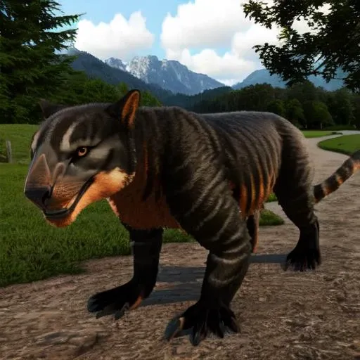 animal, feral, <lora:Thylacoleo-08:1>, looking at user, smiling, full body, hyperrealistic