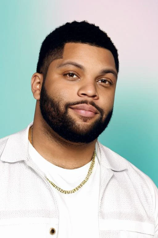 <lora:OShea_Jackson_Jr_Lora-10:0.8>, oshea jackson jr, white shirt, headshot, portrait, pastel background