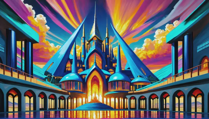 thick oil on canvas, vibrant professional pigments, epic fantasy, sunset, architecture, "at the Long exposure final City", vibrant color scheme<lora:EnvyAnimeOilXL01:1.0><lora:EnvyEnhanceXL01:0.4><lora:EnvyMoonriseXL01:1@0,0@0.6:hr=0>