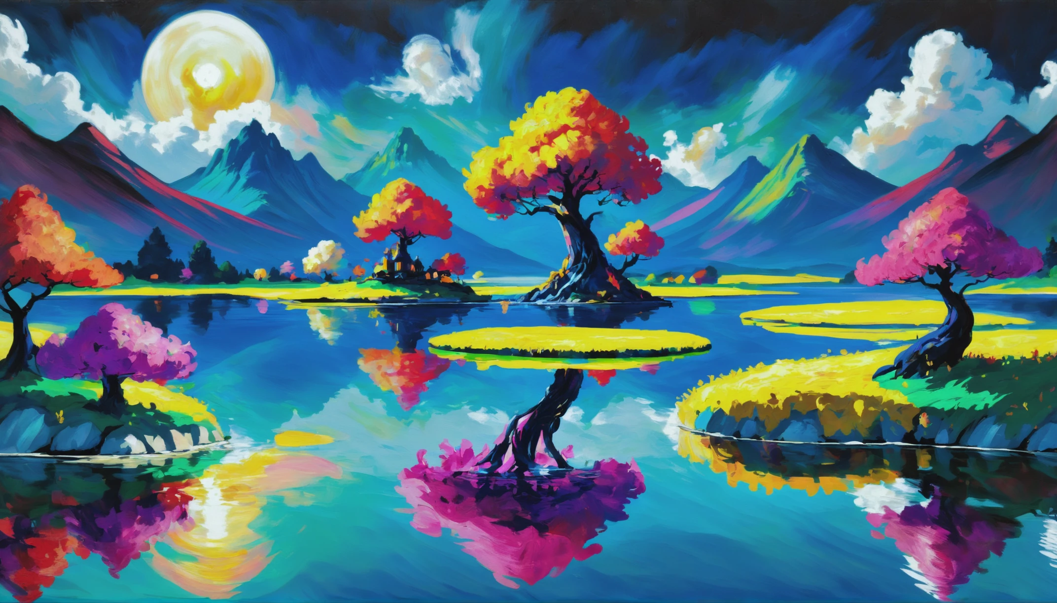 thick oil on canvas, vibrant professional pigments, epic fantasy, midnight, scenery, Twee Pond, vibrant color scheme<lora:EnvyAnimeOilXL01:1.0><lora:EnvyEnhanceXL01:0.4><lora:EnvyMoonriseXL01:1@0,0@0.6:hr=0>