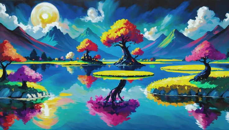 thick oil on canvas, vibrant professional pigments, epic fantasy, midnight, scenery, Twee Pond, vibrant color scheme<lora:EnvyAnimeOilXL01:1.0><lora:EnvyEnhanceXL01:0.4><lora:EnvyMoonriseXL01:1@0,0@0.6:hr=0>