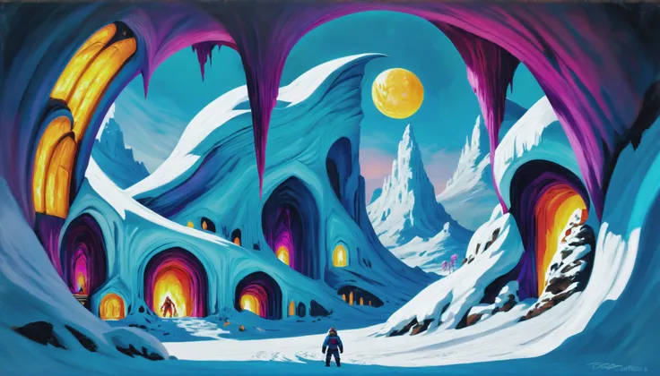 thick oil on canvas, vibrant professional pigments, epic fantasy, crescent moon, scenery, in a Yeti's Frozen Caves, vibrant color scheme<lora:EnvyAnimeOilXL01:1.0><lora:EnvyEnhanceXL01:0.4><lora:EnvyMoonriseXL01:1@0,0@0.6:hr=0>