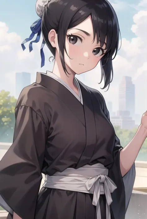 momohinamori, <lyco:momohinamori-lyco-nochekaiser:1>,
momo hinamori, black hair, hair bun, single hair bun, bun cover, short hair, (black eyes:1.5), (swept bangs:1.5),
BREAK japanese clothes, armband, black hakama, long sleeves,
BREAK looking at viewer, full body,
BREAK outdoors,
BREAK <lyco:GoodHands-beta2:1>, (masterpiece:1.2), best quality, high resolution, unity 8k wallpaper, (illustration:0.8), (beautiful detailed eyes:1.6), extremely detailed face, perfect lighting, extremely detailed CG, (perfect hands, perfect anatomy),