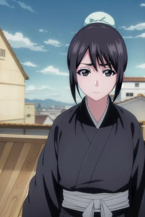 momohinamori, <lyco:momohinamoriv2-lyco-nochekaiser:1>,
momo hinamori, black hair, hair bun, single hair bun, bun cover, short hair, (black eyes:1.5),
BREAK long sleeves, japanese clothes, kimono, haori, black kimono, hakama, black hakama,
BREAK outdoors,
BREAK looking at viewer, (cowboy shot:1.5),
BREAK <lyco:GoodHands-beta2:1>, (masterpiece:1.2), best quality, high resolution, unity 8k wallpaper, (illustration:0.8), (beautiful detailed eyes:1.6), extremely detailed face, perfect lighting, extremely detailed CG, (perfect hands, perfect anatomy),