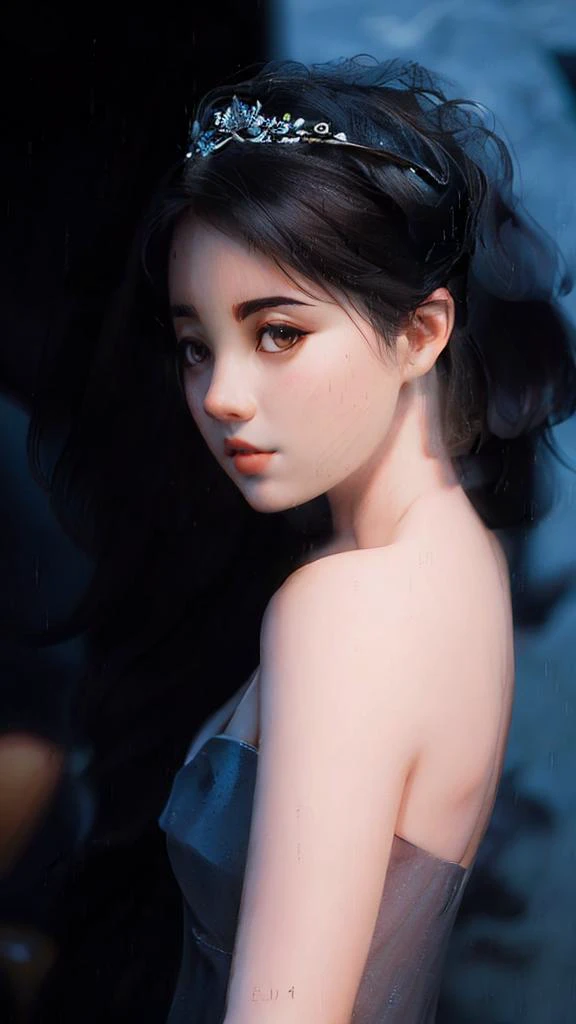 1girl, bare_shoulders, black_hair, blurry, blurry_background, breasts, brown_eyes, closed_mouth, depth_of_field, dress, from_side, lips, looking_at_viewer, looking_to_the_side, nose, realistic, short_hair, small_breasts, solo, upper_body
 <lora:fugu:0.8>