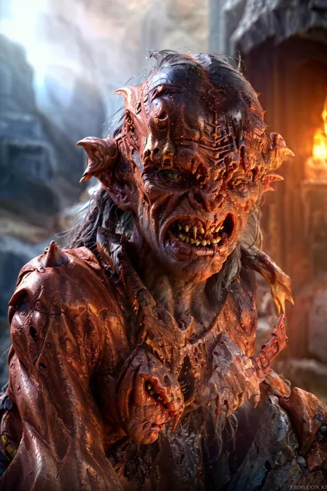 (beautiful (demon orc woman:1) portrait:1.5) in hell landscape with castle and demon horde (((masterpiece))), ((best quality)), realistic, 8k, ultra-detailed, realistic, scenery, ConceptArt, Highly detailed RAW color Photo, side Angle, (lens flare:0.7), particle effects, raytracing, cinematic lighting, shallow depth of field, photographed on a Sony Alpha 1, 50mm wide angle lens, sharp focus, cinematic film still, dynamic pose, <lora:Hell2_v1.0:0.5>, (Realistic:1.3),  <lora:EdobOrc_v1.0:0.8>