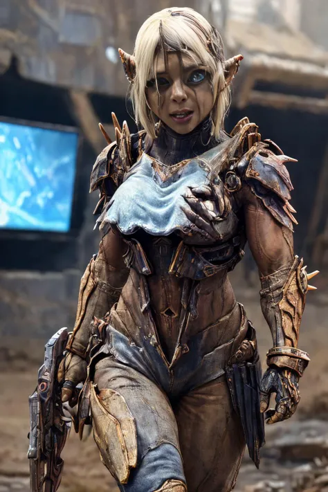 orc, cowboy shot, (Cyborg girl:1.2), SciFi, Cyberpunk UHD, HDR, 16K, ((Masterpiece)), alita woman, <lora:EdobOrc_v1.0:0.8>