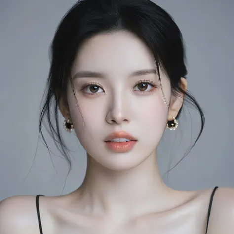 puregirl, puregirl1, 1girl, solo, black hair, mole, long hair, realistic, mole under mouth, looking at viewer, portrait, bare shoulders, earrings, upper body, jewelry, spaghetti strap<lora:puregirl1-000007:0.9>
