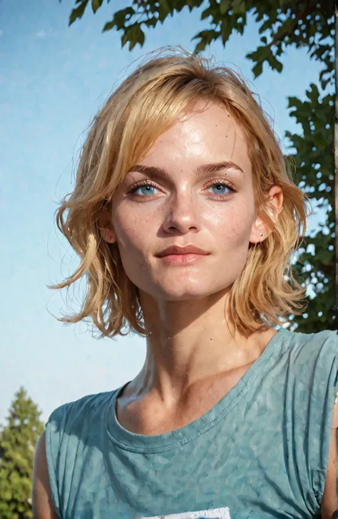 score_9, score_8_up, score_7_up,1girl, amberv,1girl ,blonde hair,looking at viewer, blue sky, trees <lora:amberv-000009:1.0>