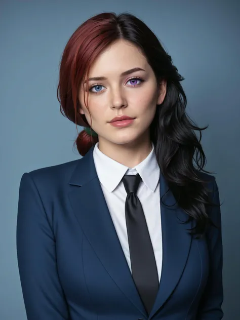 realistic, cinematic, photorealistic,
1girl, upper body, facing viewer, looking at viewer, business suit BREAK
triss, blue eyes, chestnut hair
BREAK
yennefer, purple eyes,, , volumetric lighting, depth of field, cinematic shot, vibrant, detailed, dramatic light, depth of field, fine detail, detailed, sharp focus, masterpiece, realistic,