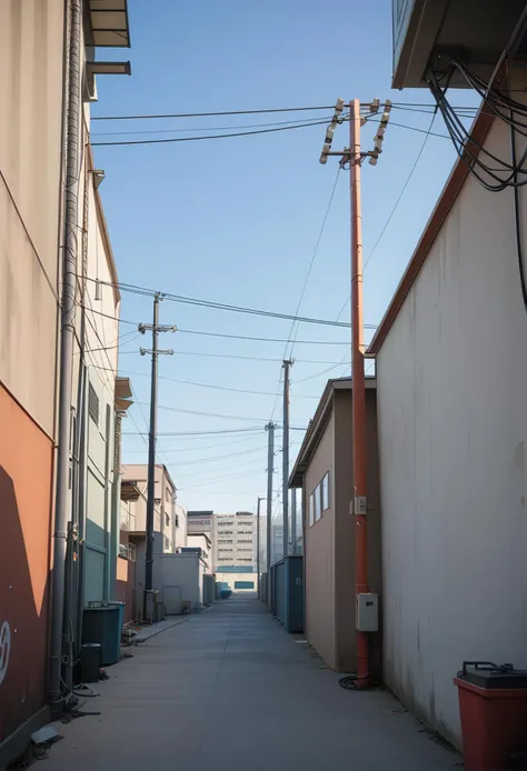score_9,score_8_up,score_7_up,8k,hd,,ruanyi0675,no humans,power lines,industrial pipe,air conditioner,alley,brick wall,cable,clothesline,crosswalk,utility pole,vanishing point,<lora:0675 Messy urban village_v1_pony:1>