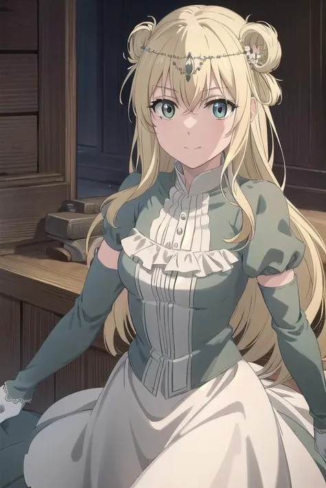 altenaedgardolatis, <lora:altena edgardo latis s1-lora-nochekaiser:1>,
altena edgardo latis, long hair, blonde hair, hair ornament, (green eyes:1.3), flower, hair flower, hair bun, double bun, smile,
BREAK gloves, dress, elbow gloves, white gloves, white dress, frills, corset, white corset,
BREAK indoors, castle,
BREAK looking at viewer, (cowboy shot:1.5), dynamic pose,
BREAK <lyco:GoodHands-beta2:1>, (masterpiece:1.2), best quality, high resolution, unity 8k wallpaper, (illustration:0.8), (beautiful detailed eyes:1.6), extremely detailed face, perfect lighting, extremely detailed CG, (perfect hands, perfect anatomy),