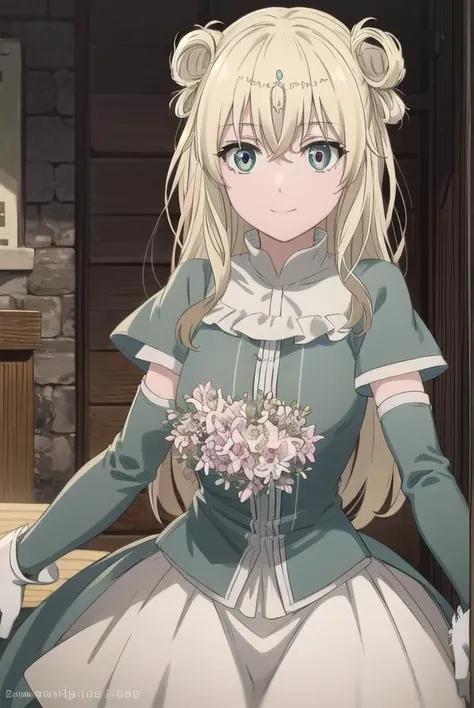 altenaedgardolatis, <lora:altena edgardo latis s1-lora-nochekaiser:1>,
altena edgardo latis, long hair, blonde hair, hair ornament, (green eyes:1.3), flower, hair flower, hair bun, double bun, smile,
BREAK gloves, dress, elbow gloves, white gloves, white dress, frills, corset, white corset,
BREAK indoors, castle,
BREAK looking at viewer, (cowboy shot:1.5), dynamic pose,
BREAK <lyco:GoodHands-beta2:1>, (masterpiece:1.2), best quality, high resolution, unity 8k wallpaper, (illustration:0.8), (beautiful detailed eyes:1.6), extremely detailed face, perfect lighting, extremely detailed CG, (perfect hands, perfect anatomy),