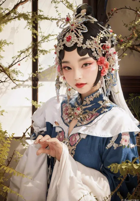 (8k,best quality,masterpiece:1.2),(realistic, photo-realistic:1.3),extremely detailed,ultra detailed,ultra highres,RAW photo,film grain,(Fujifilm XT3),wallpaper,CG unity,official art,extremely delicate and beautiful,(intricate details:1.3), hyper detail, finely detailed,huge filesize,perfect hand,cute,((illustration)),female focus,
1girl,chinese clothes, opera costumes, 
dramatic angle,
<lora:ChineseOperaCostumes_v10:0.75>, <lora:Xiaorenshu_v20:0.3>, <lora:koreanDollLikeness_v15:0.5>