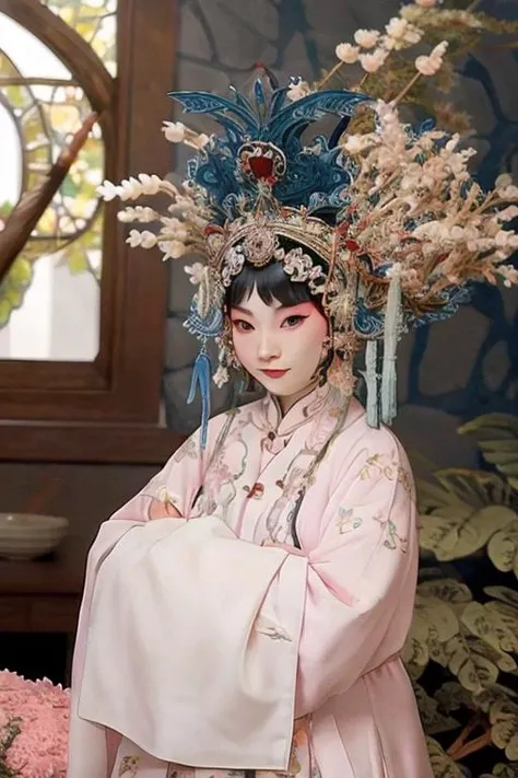 (8k,best quality,masterpiece:1.2),(realistic, photo-realistic:1.3),extremely detailed,ultra detailed,ultra highres,RAW photo,film grain,(Fujifilm XT3),wallpaper,CG unity,official art,extremely delicate and beautiful,(intricate details:1.3), hyper detail, finely detailed,huge filesize,perfect hand,cute,((illustration)),female focus, 1girl,chinese clothes, opera costumes, dramatic angle, <lora:ChineseOperaCostumes_v10:0.75>, <lora:Xiaorenshu_v20:0.3>